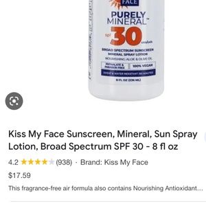 Kiss my‎ face purely mineral sunscreen. NWT